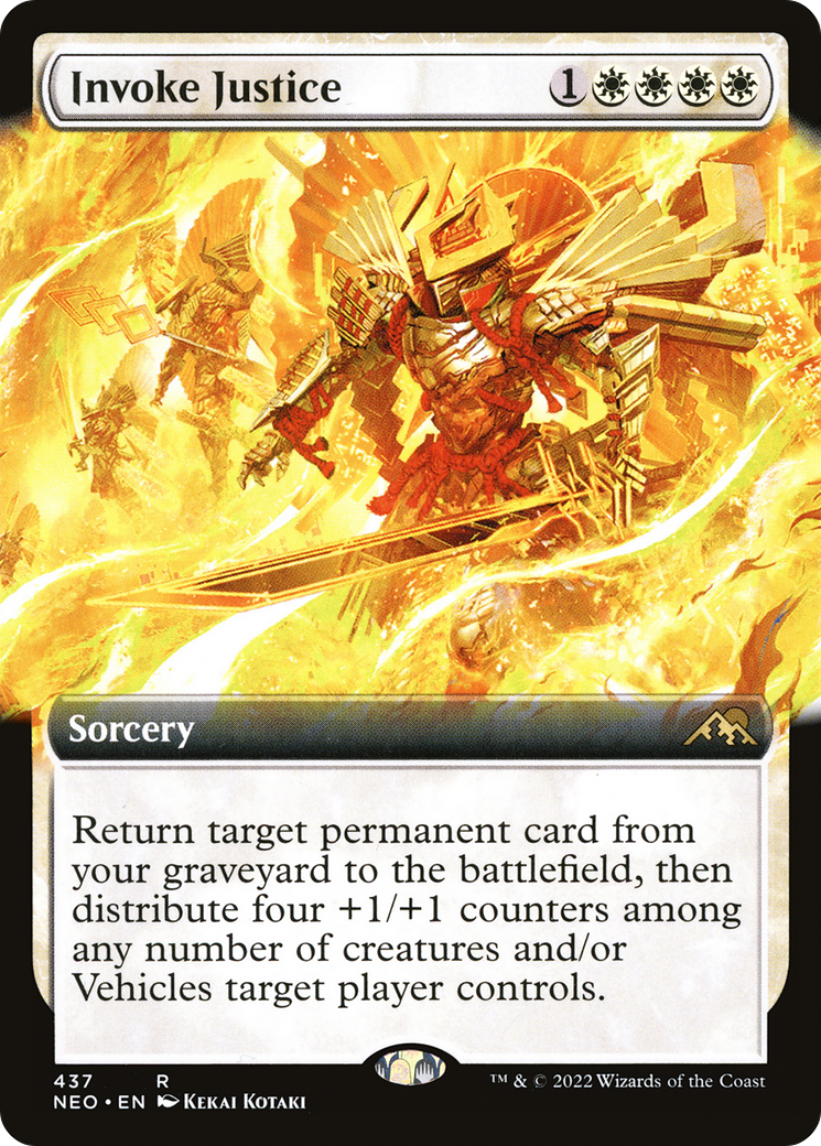 Invoke Justice (NEO-437) - Kamigawa: Neon Dynasty: (Extended Art)