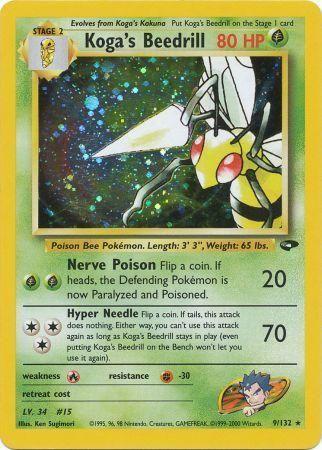 Koga's Beedrill 009/132 - Gym Challenge Unlimited Holofoil