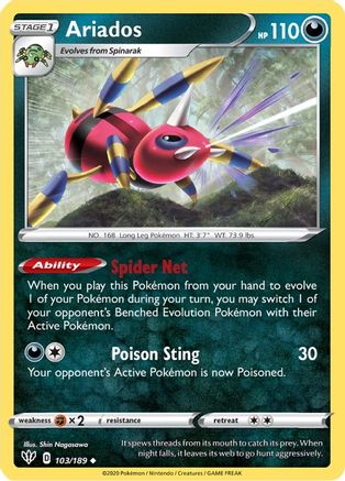 Ariados 103/189 - SWSH03 Darkness Ablaze Reverse Holofoil
