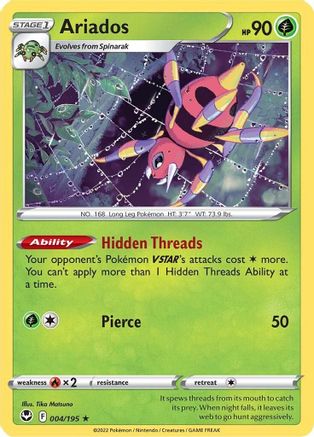 Ariados 004/195 - SWSH12 Silver Tempest Holofoil