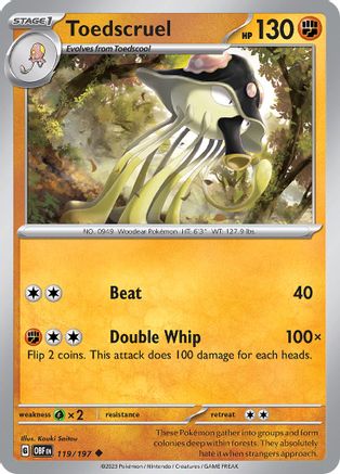 Toedscruel 119/197 - SV03 Obsidian Flames Reverse Holofoil