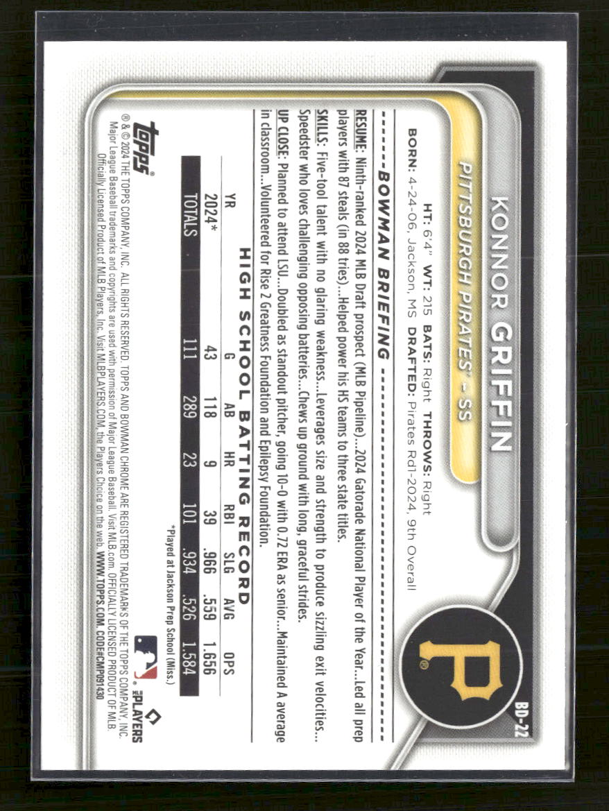 2024 Bowman Draft Konnor Griffin #BD-22