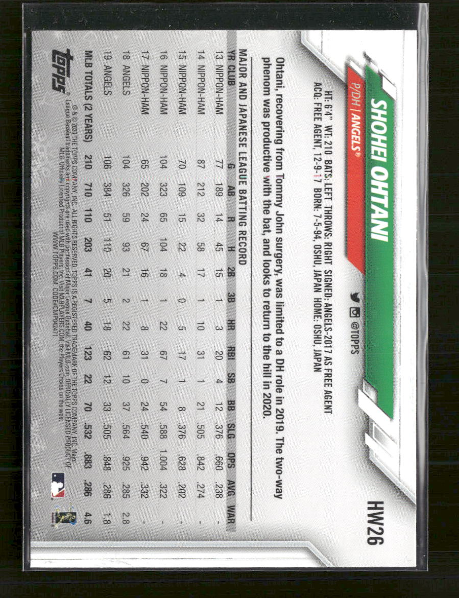 2020 Topps Holiday Shohei Ohtani : Red Striped Mittens #HW26c