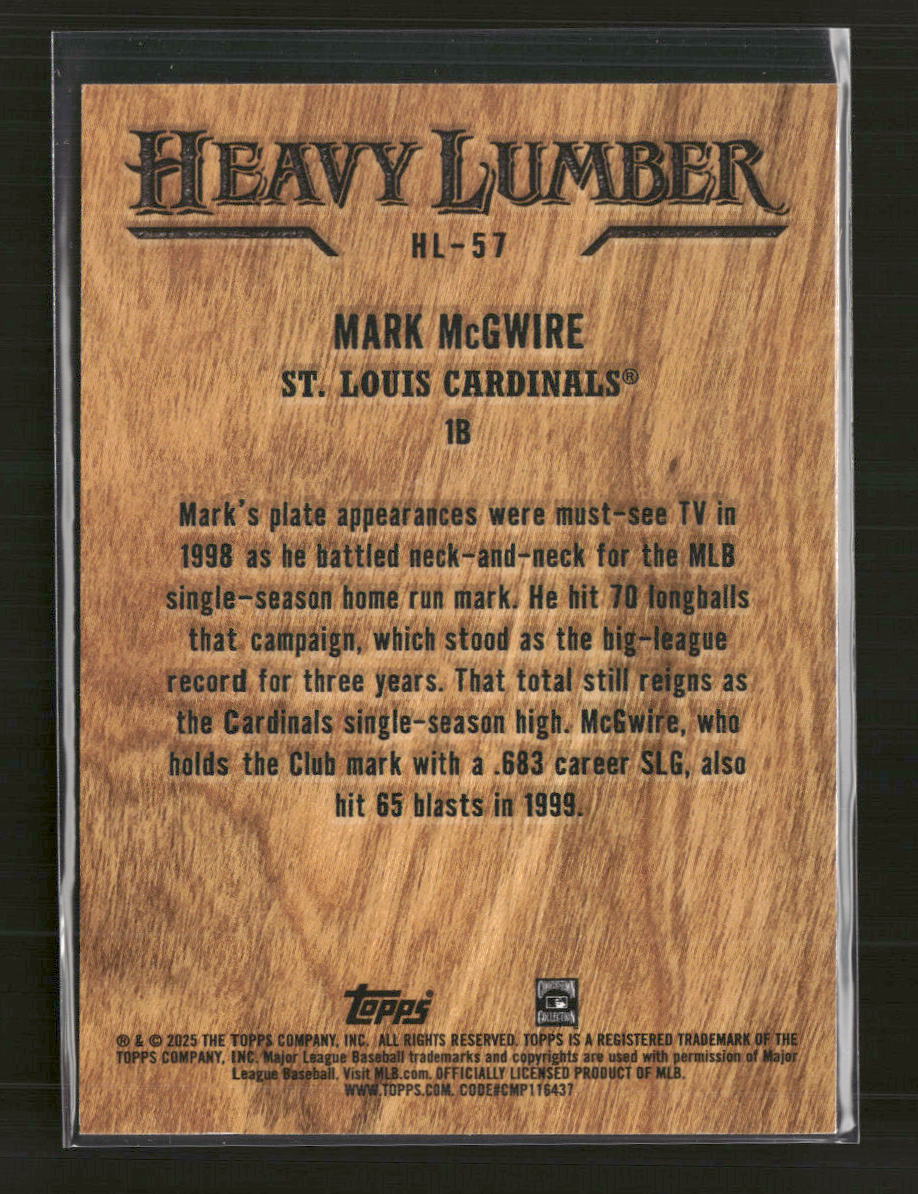 2025 Topps Update Heavy Lumber Mark McGwire #HL-57