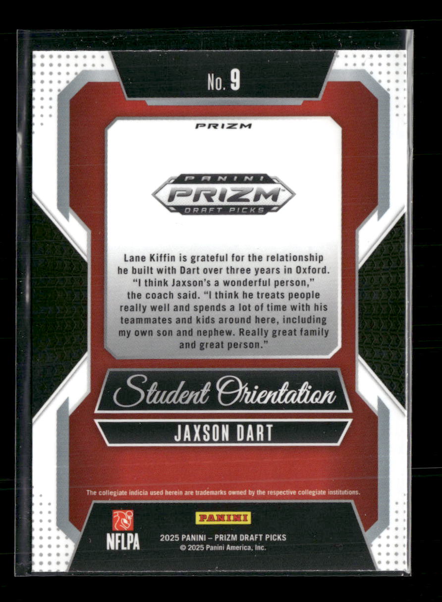 2025 Panini Prizm Draft Picks Student Orientation Gold Ice Jaxson Dart #9