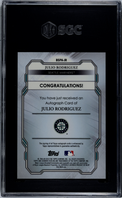 2019 Bowman Sterling Prospect Auto. Julio Rodriguez 9.5 SGC #BSPA-JR