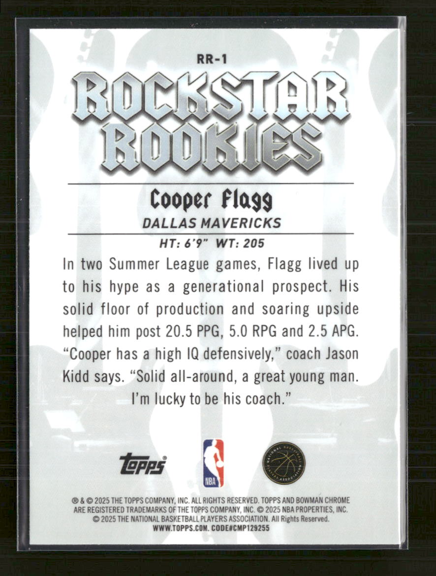 2025-26 Bowman Rockstar Rookies Cooper Flagg #RR-1