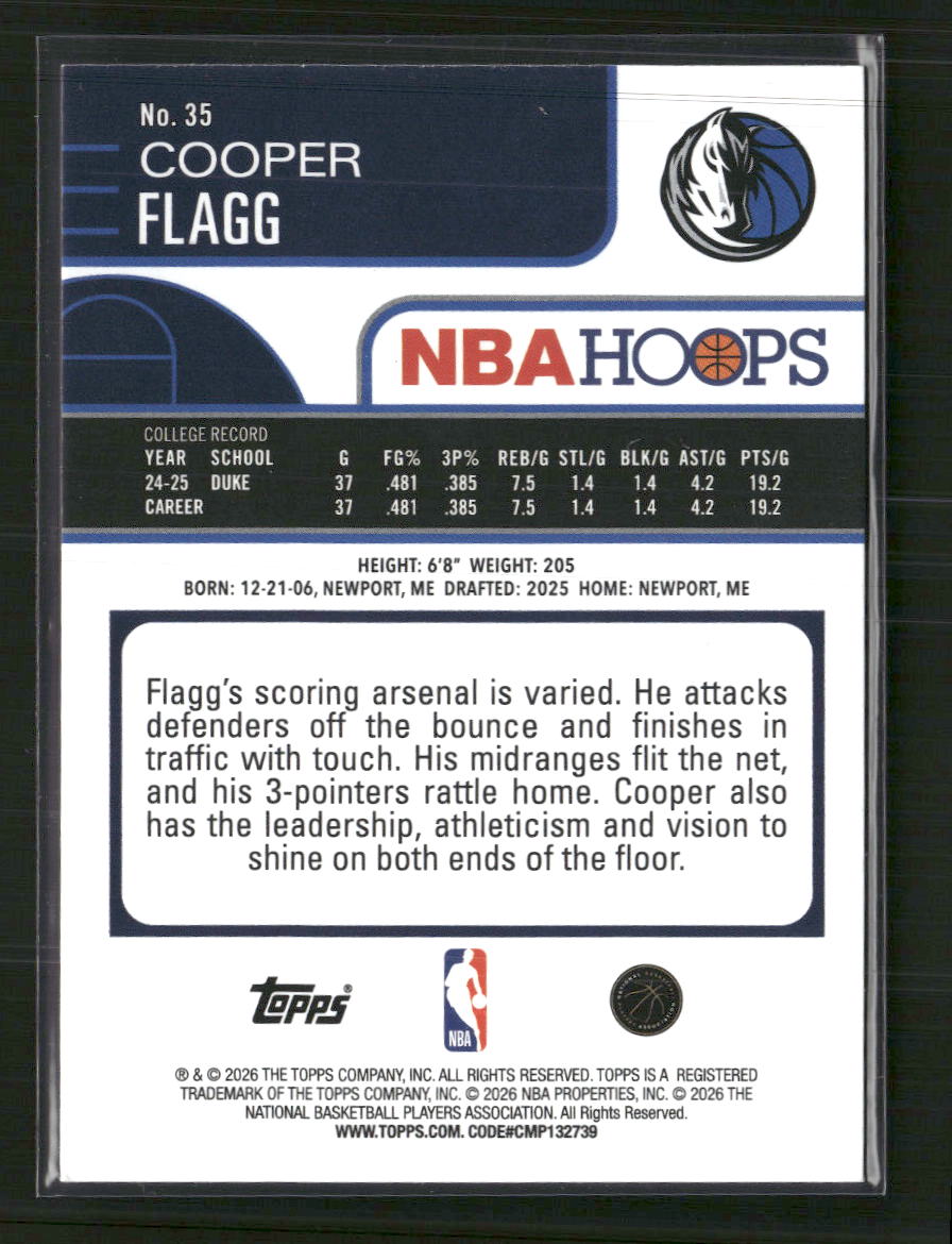 2026 Topps NBA Hoops Rainbow Cooper Flagg #35