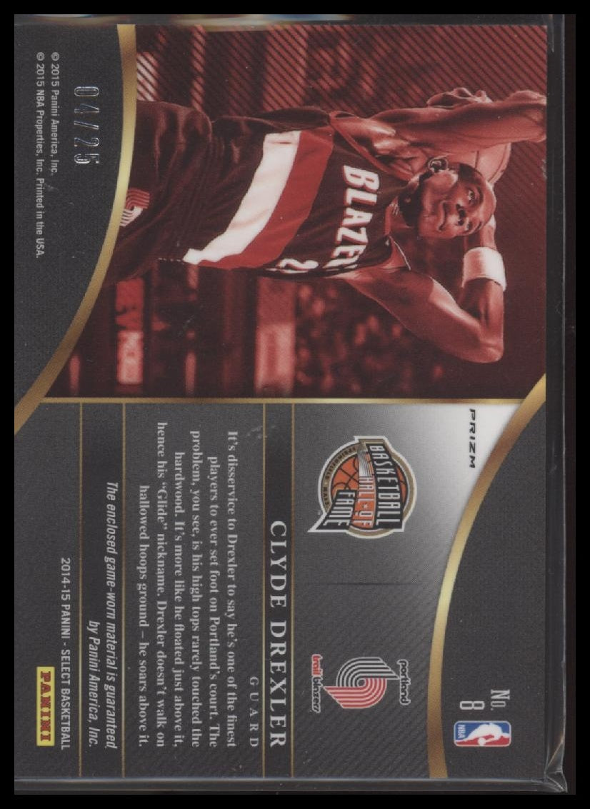 2014-15 Panini On Hallowed Ground Jerseys Prizms Tie Dye Clyde Drexler #/25 #8