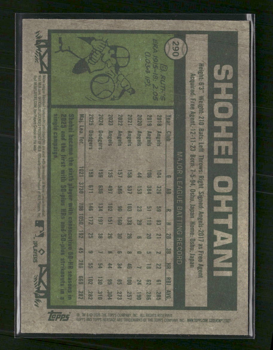 2026 Topps Heritage Chrome Aqua Sparkle Refractors Shohei Ohtani #290