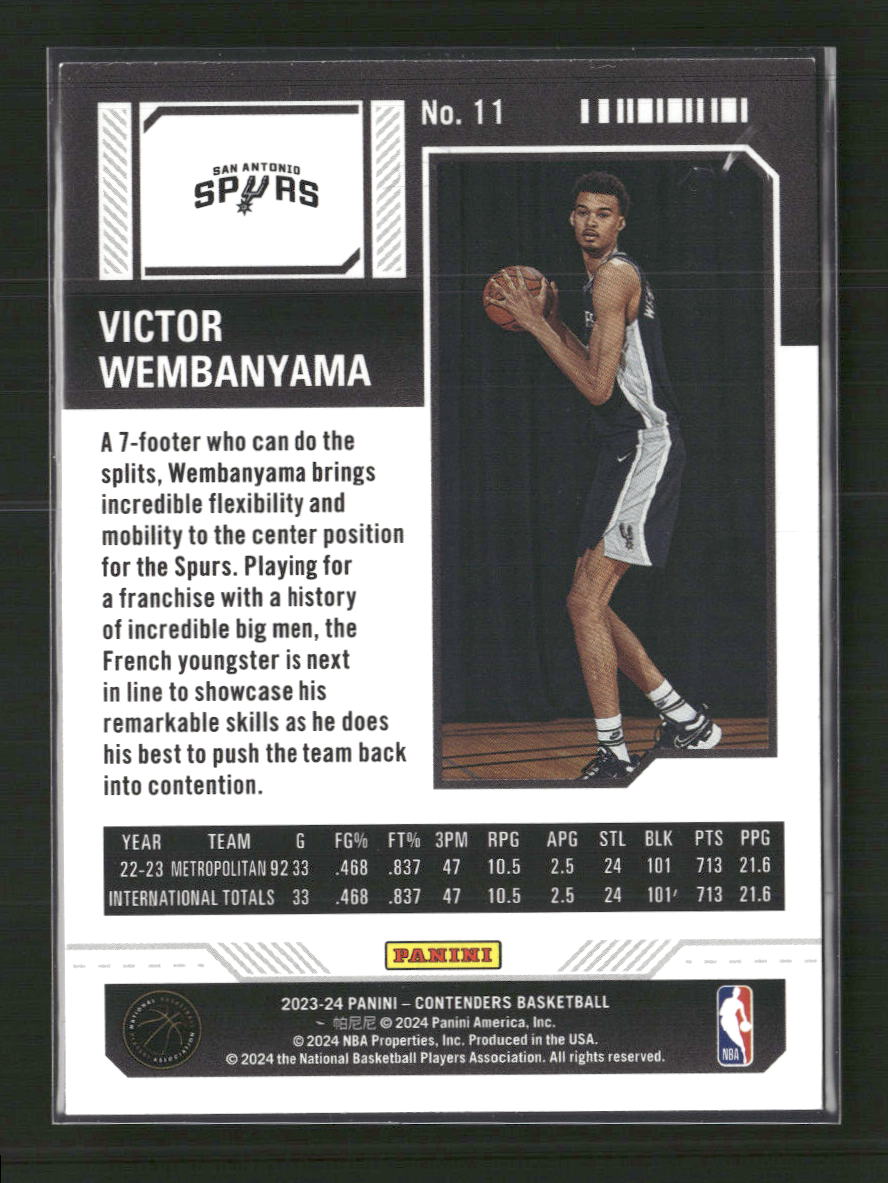 2023-24 Panini Contenders Season Ticket Retail Victor Wembanyama Rookie #11