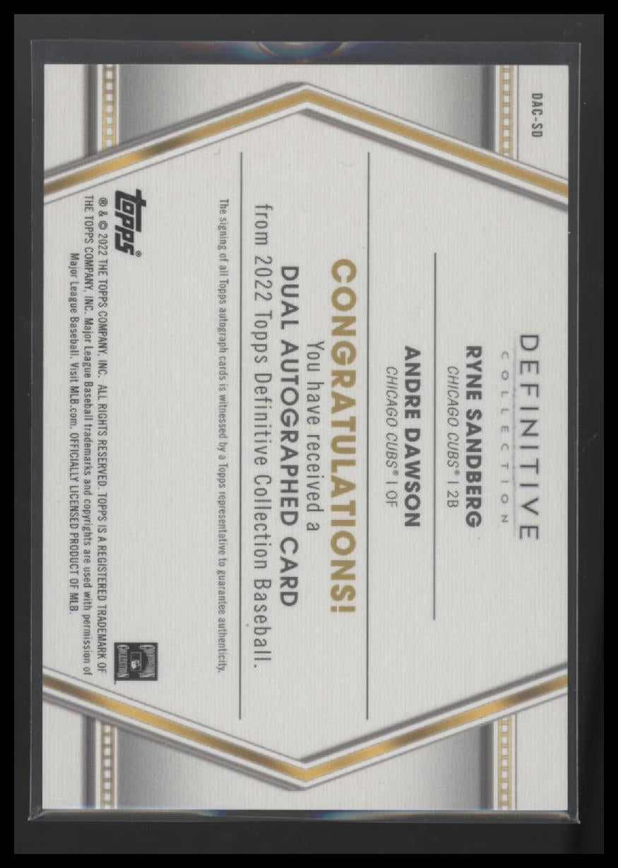 2021 Topps Definitive Collection Dual Auto R Sandberg / A Dawson #/35 #DAC-SD