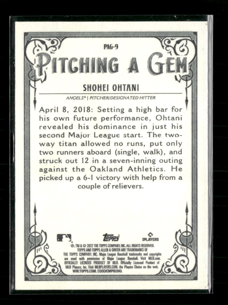 2022 Topps Allen & Ginter Pitching a Gem Shohei Ohtani #PAG-9