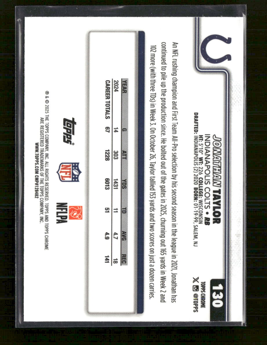 2025 Topps Chrome Lightboard Logo Jonathan Taylor #130