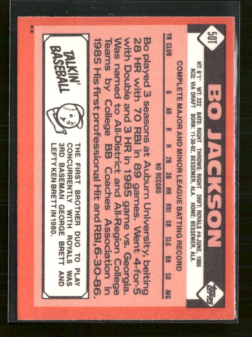 1986 Topps Traded Bo Jackson #50T