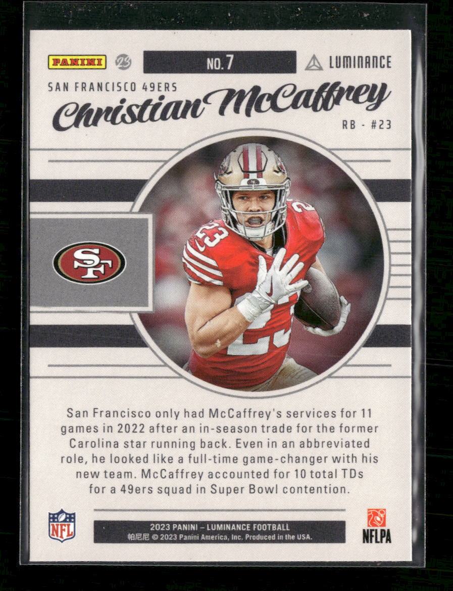 2023 Panini Luminance Fuzion Christian McCaffrey #7