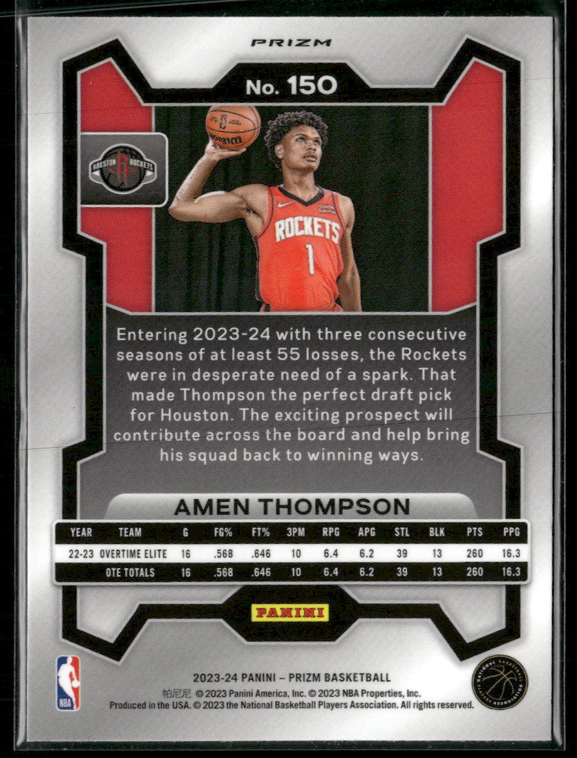 2023-24 Panini Prizm Prizms Red White and Blue Amen Thompson Rookie #150
