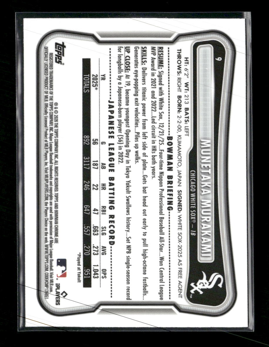 2026 Bowman Chrome Mojo Refractors Munetaka Murakami Rookie #9