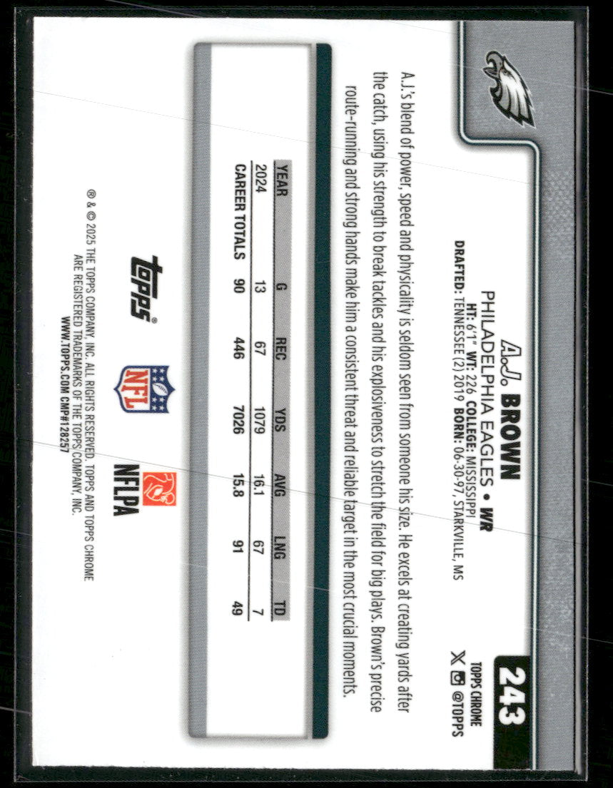 2025 Topps Chrome Green Wave Refractor A.J. Brown #/99 #243