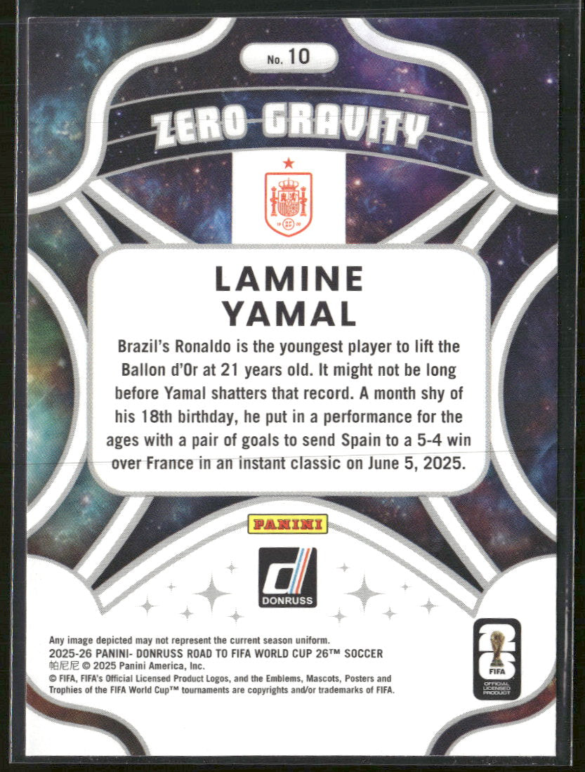 2025-26 Donruss Road to FIFA World Cup Zero Gravity Red Lamine Yamal #10