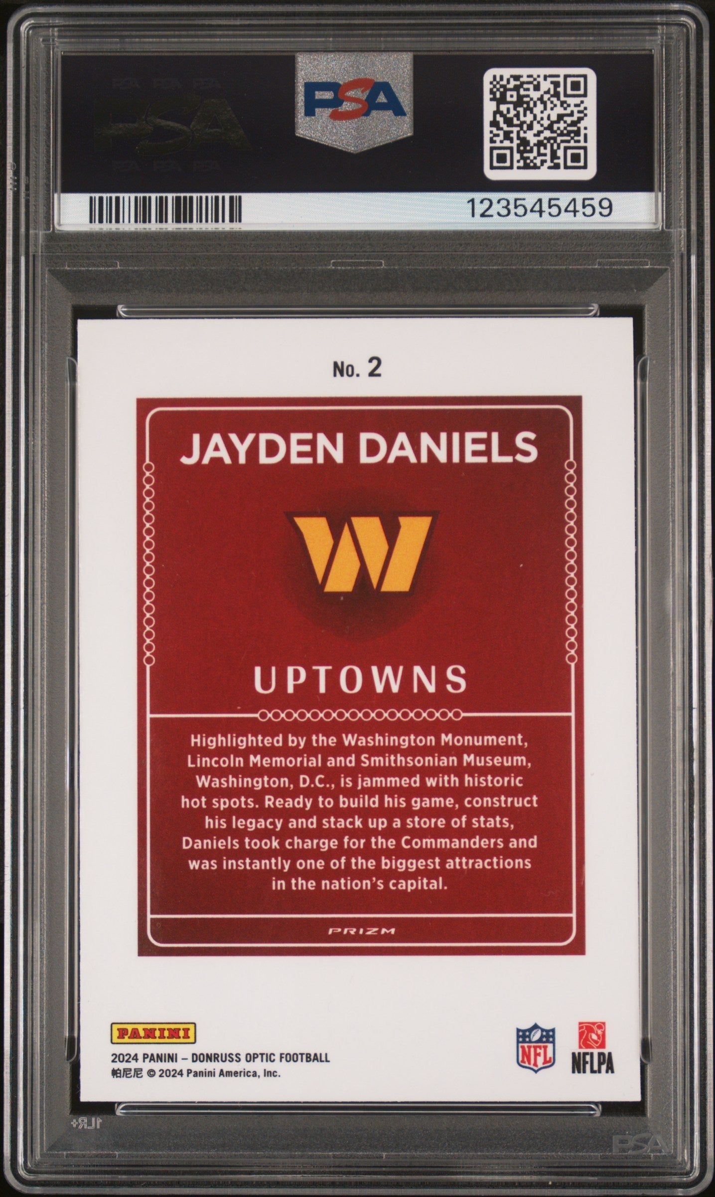 2024 Panini Donruss Optic Uptowns Jayden Daniels 10 PSA #2