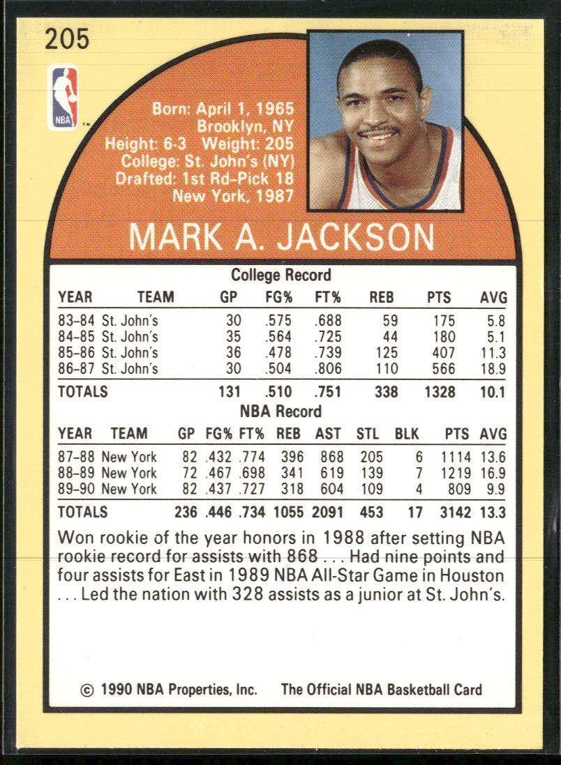 1990-91 Hoops Mark Jackson #205