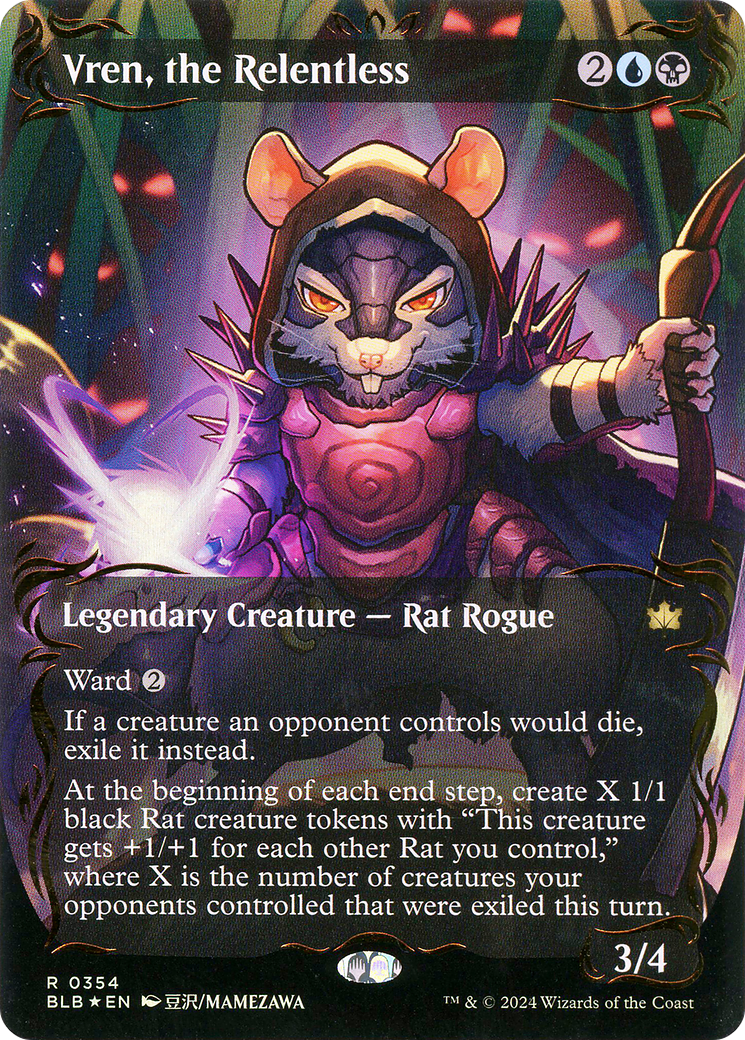 Vren, the Relentless (BLB-354) - Bloomburrow: (Showcase) (Borderless) Foil