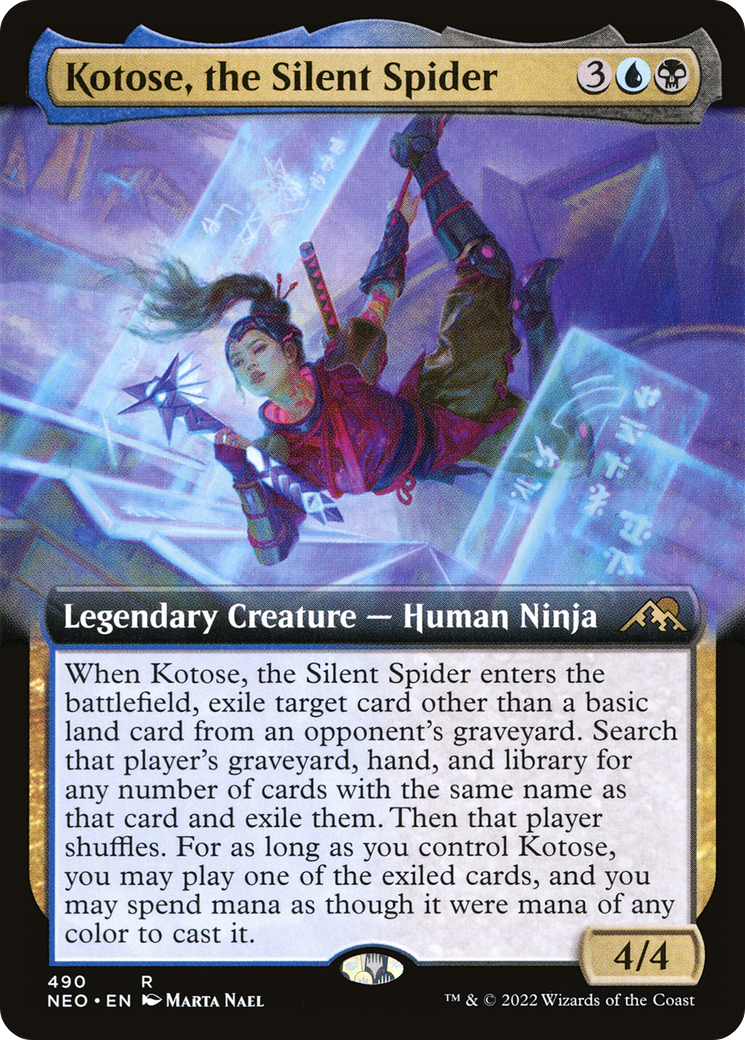 Kotose, the Silent Spider (NEO-490) - Kamigawa: Neon Dynasty: (Extended Art)
