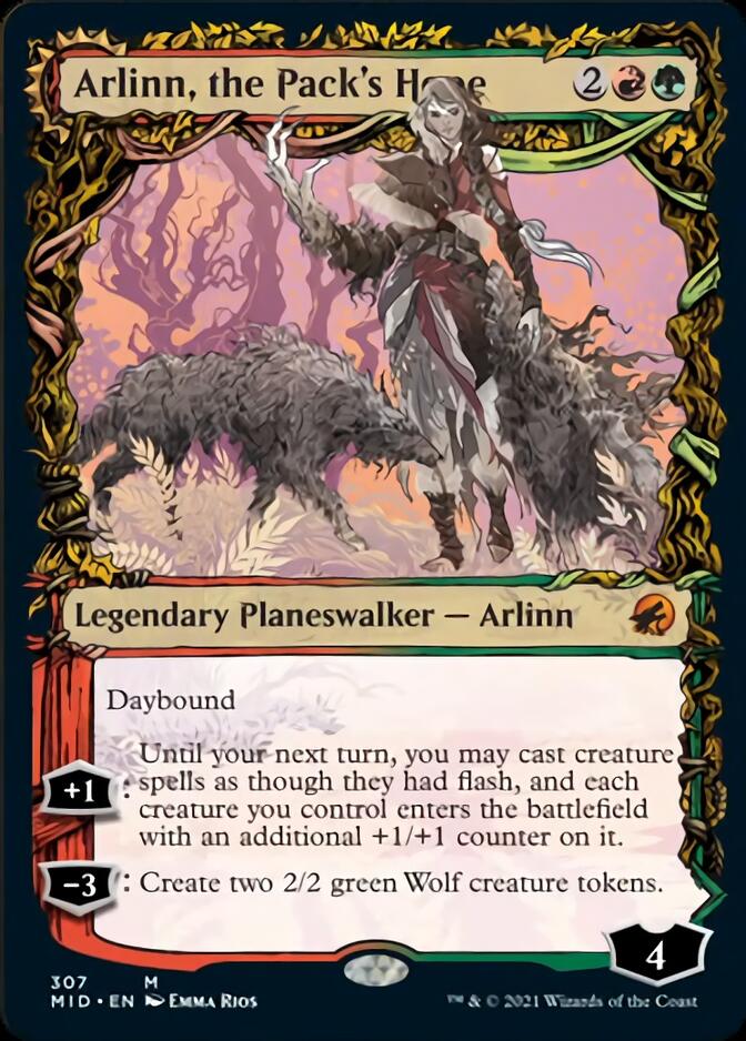 Arlinn, the Pack's Hope // Arlinn, the Moon's Fury (MID-307) - Innistrad: Midnight Hunt: (Showcase, Double Faced Transform) Foil