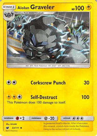Alolan Graveler 033/111 - SM  Crimson Invasion Reverse Holofoil