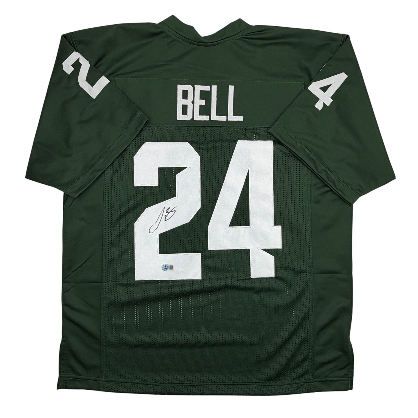 Autographed/Signed Le'Veon LeVeon Bell Michigan State Green College Football Jersey Beckett BAS COA