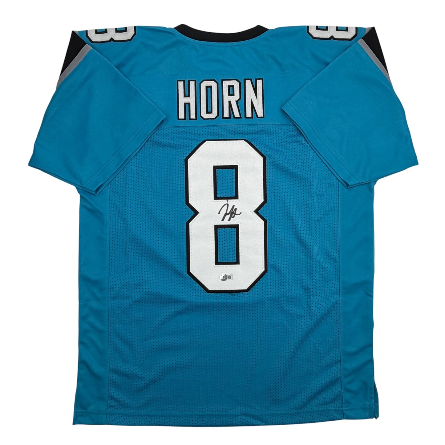 Autographed/Signed Jaycee Horn Carolina Blue Football Jersey Beckett BAS COA