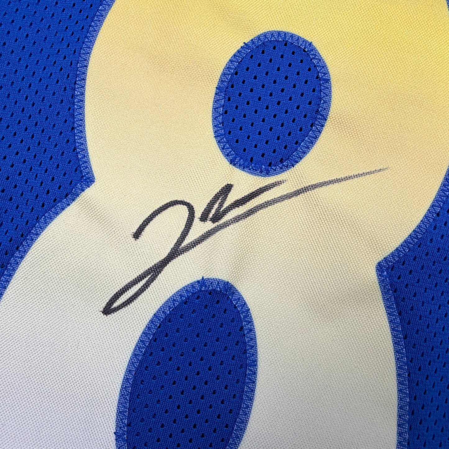 Autographed/Signed Jared Verse Los Angeles LA Blue Football Jersey Beckett BAS COA