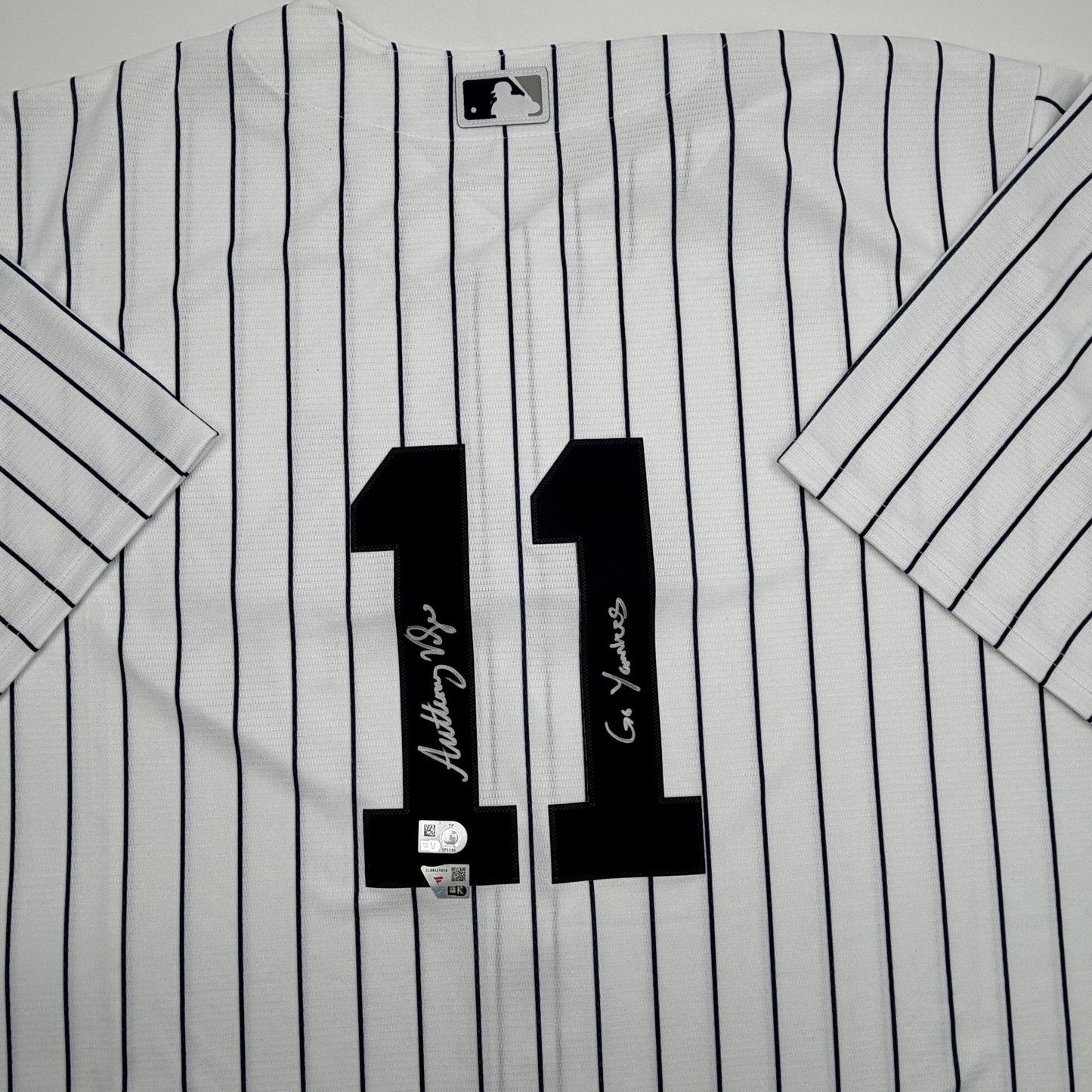 Autographed/Signed Anthony Volpe New York Yankees Pinstripe Authentic Baseball Jersey Fanatics & MLB COA