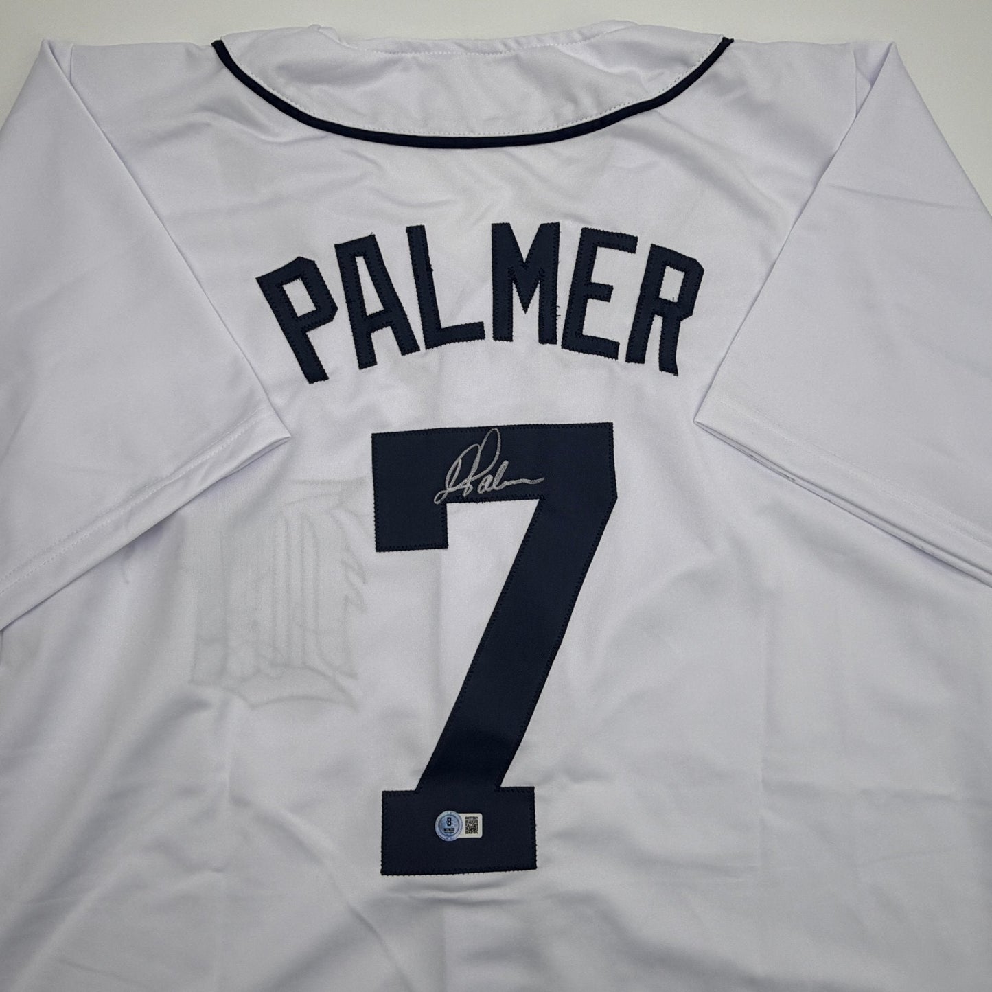 Autographed/Signed Dean Palmer Detroit White Baseball Jersey Beckett BAS COA