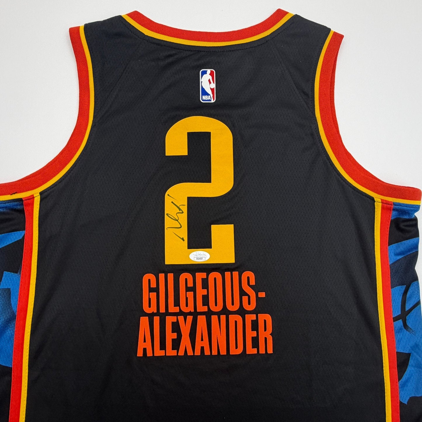 Autographed/Signed Shai Gilgeous-Alexander SGA Oklahoma City OKC Thunder Black City Edition Authentic Basketball Jersey JSA COA