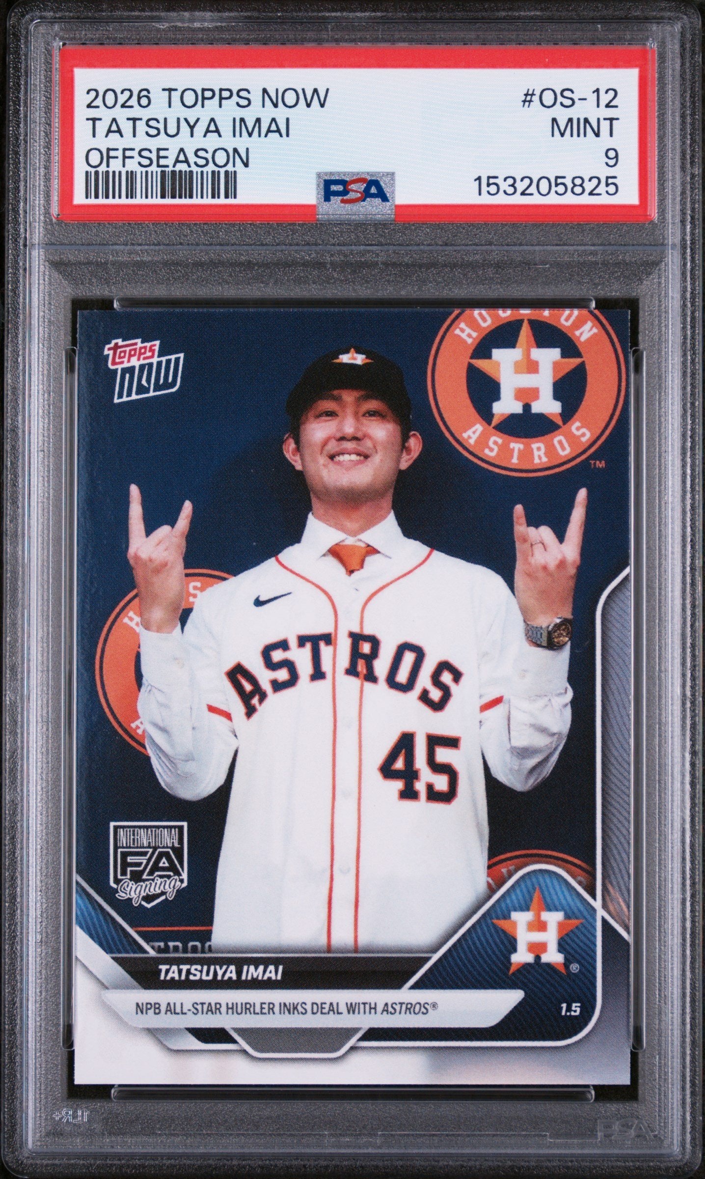 Graded 2025 Topps Now Tatsuya Imai #OS-12 Rookie RC Baseball Card PSA 9 Mint