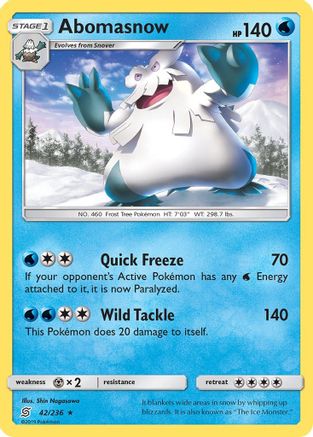 Abomasnow 042/236 - SM  Unified Minds Reverse Holofoil