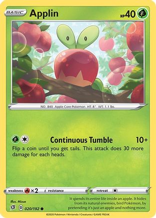 Applin 020/192 - SWSH02 Rebel Clash Reverse Holofoil