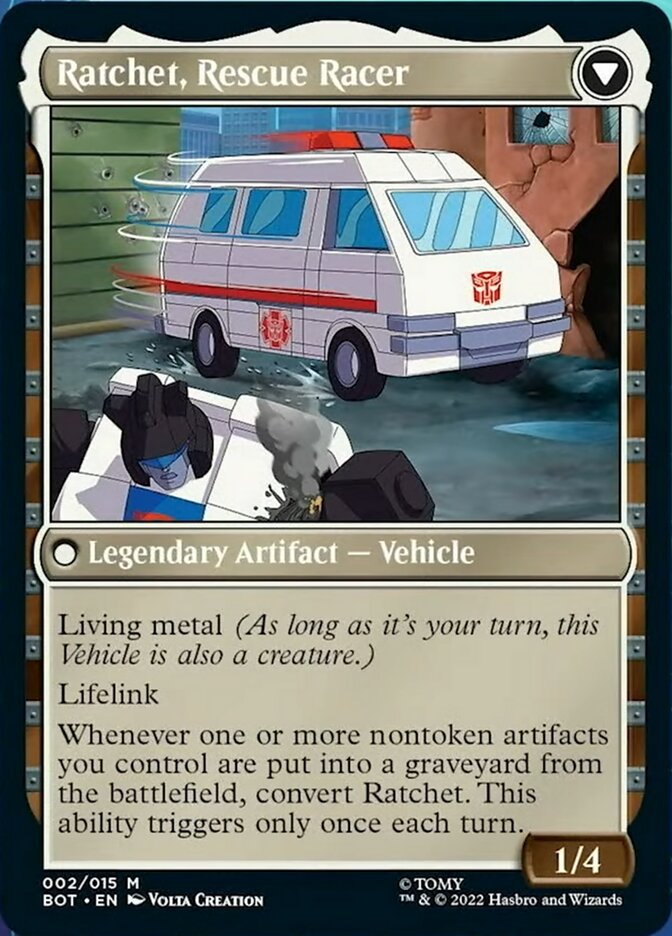 Ratchet, Field Medic // Ratchet, Rescue Racer (BOT-002) - Transformers: (convertdfc) Foil