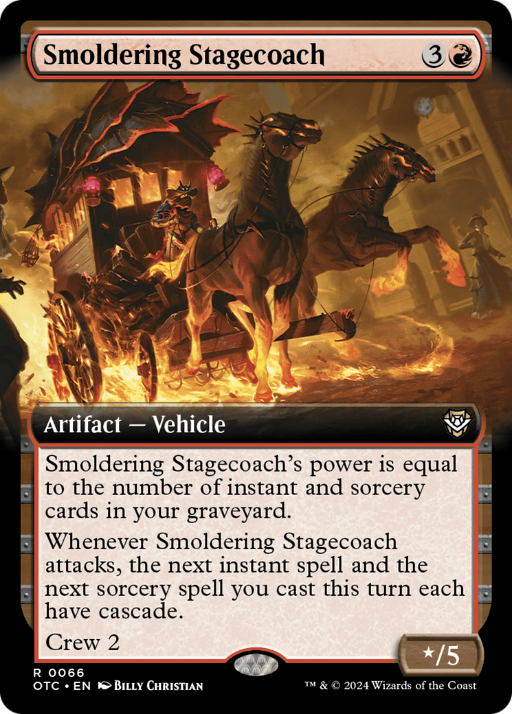 Smoldering Stagecoach (OTC-066) - Outlaws of Thunder Junction Commander: (Extended Art)
