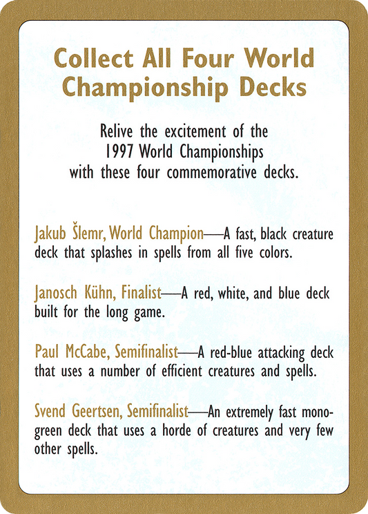 1997 World Championships Ad (WCD-) - World Championship Decks 1997