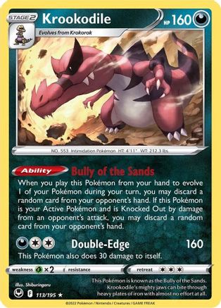 Krookodile 113/195 - SWSH12 Silver Tempest Holofoil