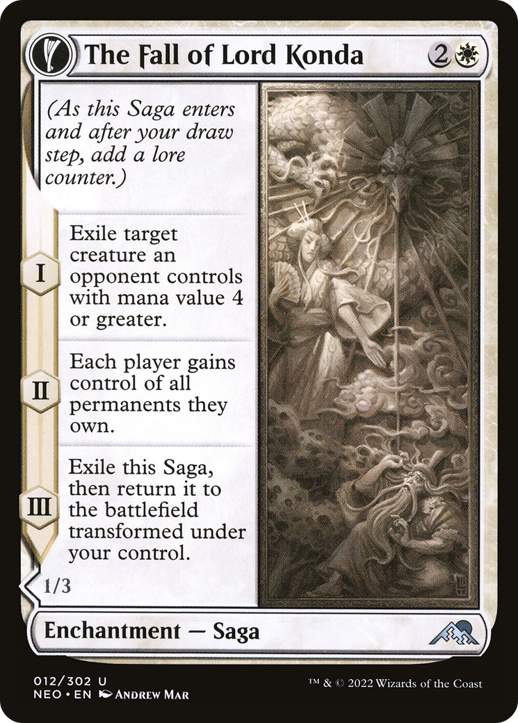 The Fall of Lord Konda // Fragment of Konda (NEO-012) - Kamigawa: Neon Dynasty: (fandfc, enchantment) Foil