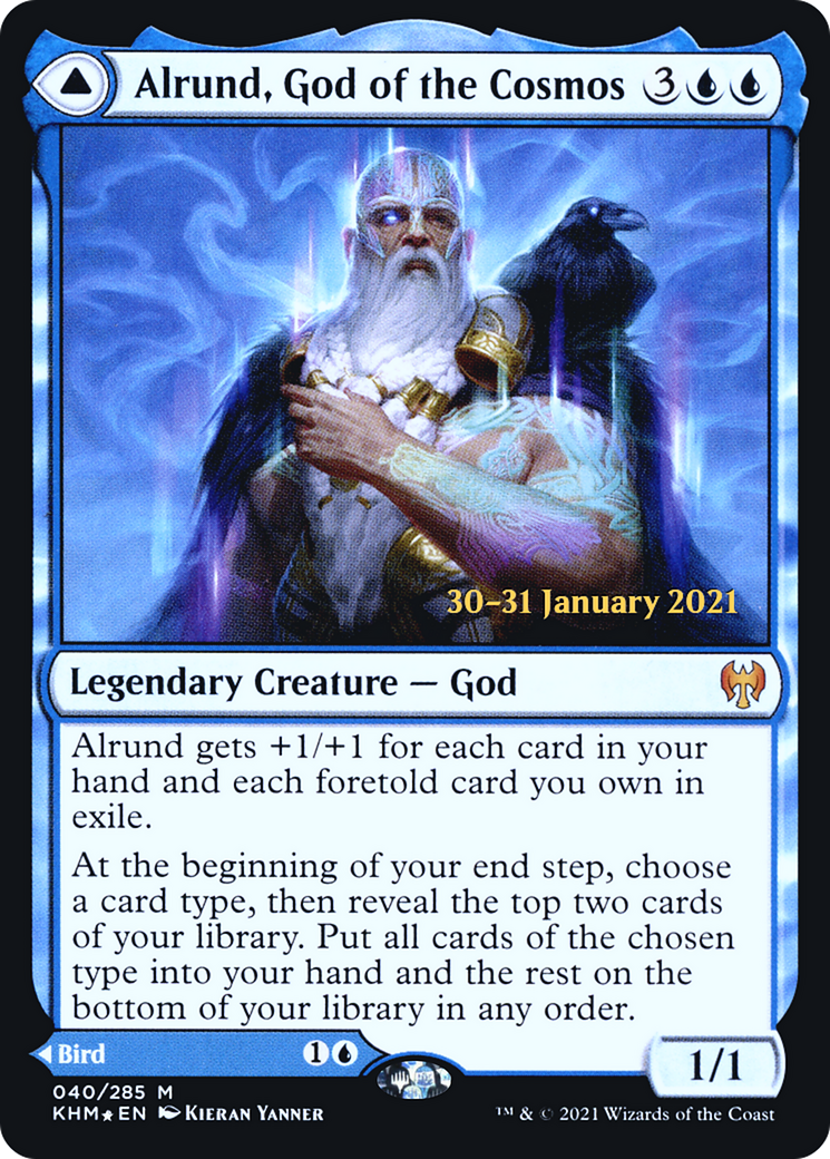 Alrund, God of the Cosmos // Hakka, Whispering Raven (PRE-40S) - Kaldheim Promos Foil