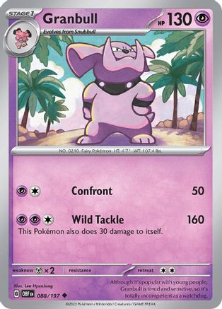 Granbull 088/197 - SV03 Obsidian Flames Reverse Holofoil