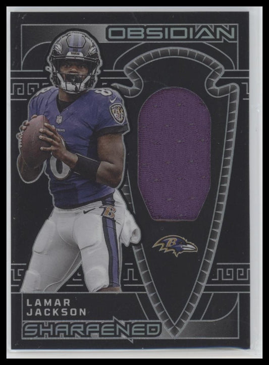 2023 Panini Obsidian Sharpened Swatches Lamar Jackson #/199 #SSW-LJA