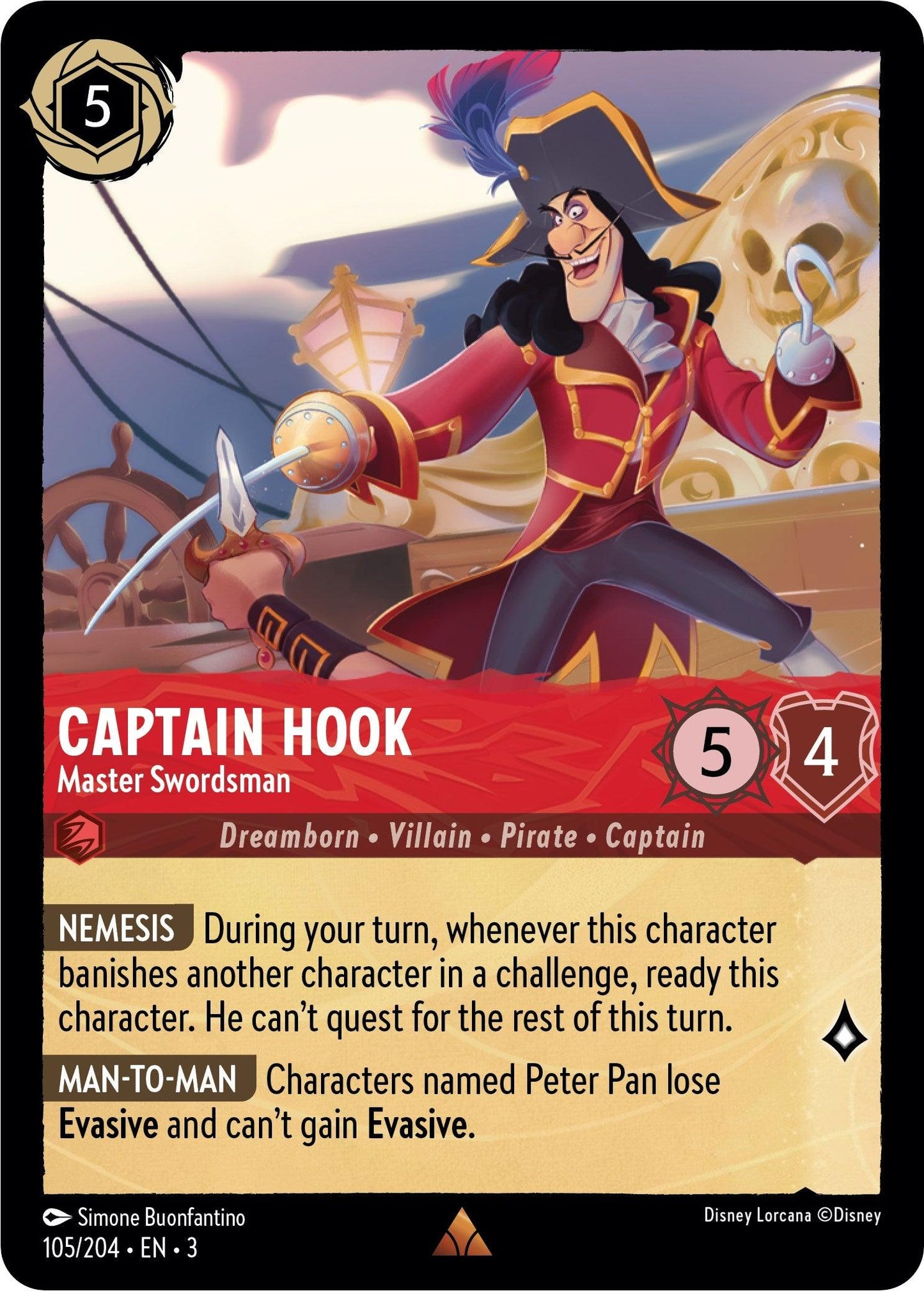 Captain Hook - Master Swordsman (105/204) - Into the Inklands Cold Foil