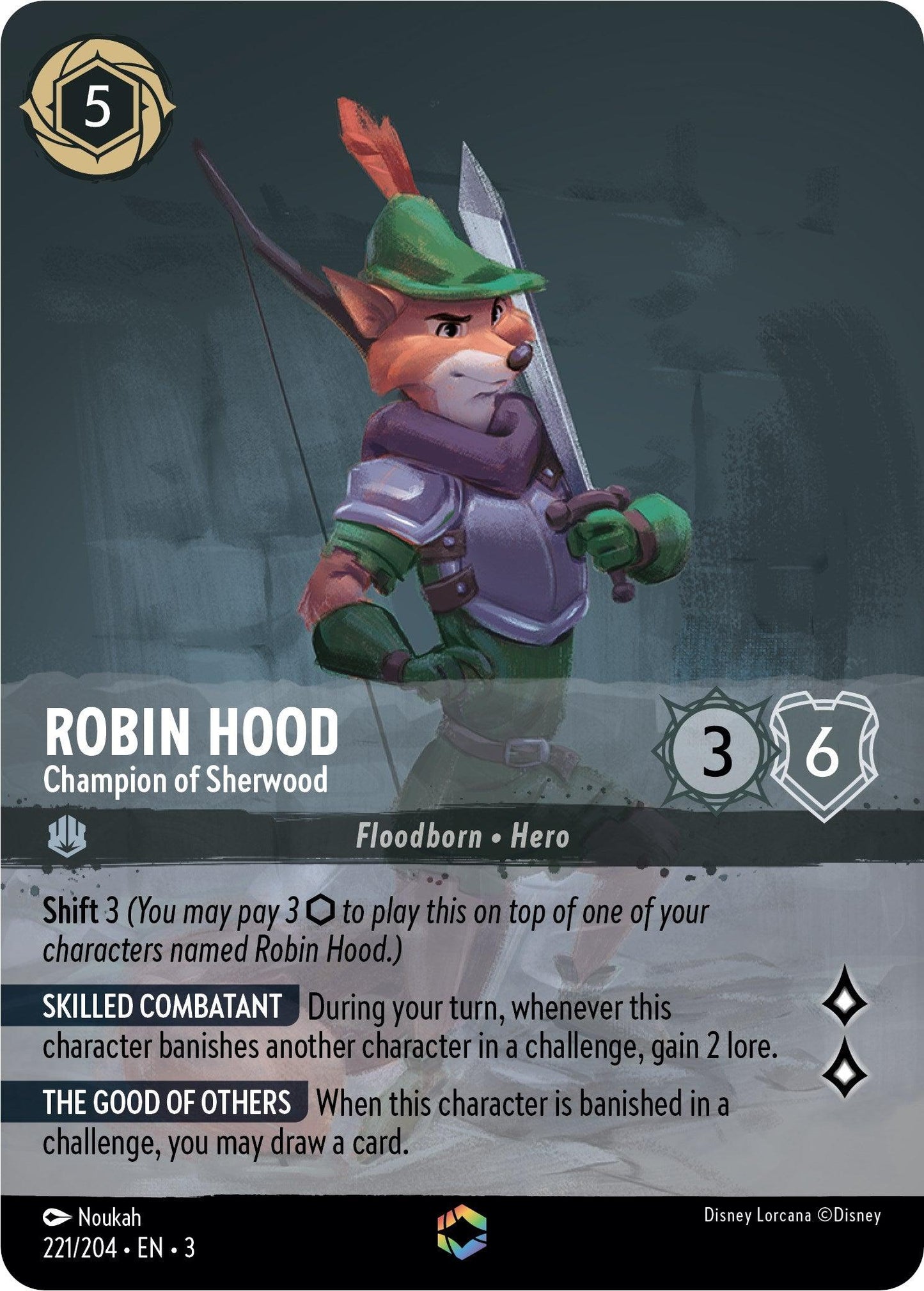 Robin Hood - Champion of Sherwood (Enchanted) (221/204) - Into the Inklands Holofoil