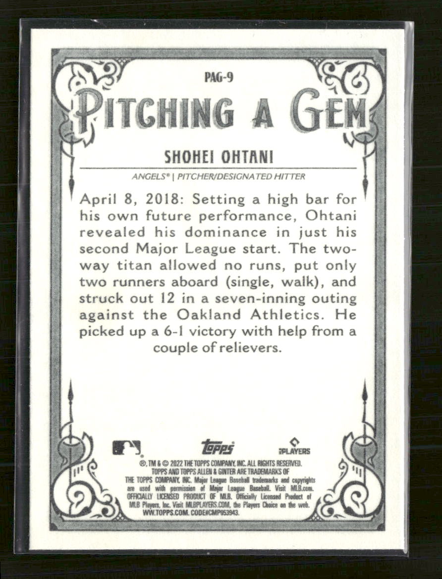 2022 Topps Allen & Ginter Pitching a Gem Shohei Ohtani #PAG-9